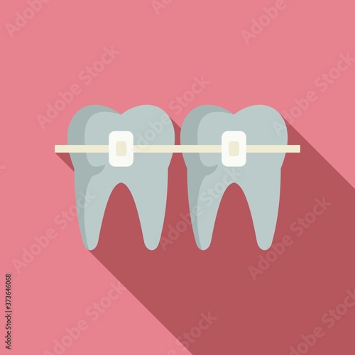 Tooth brackets icon. Flat illustration of tooth brackets vector icon for web design