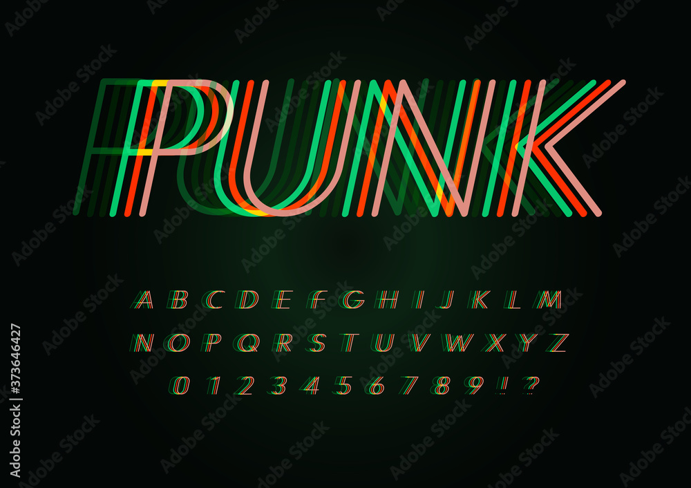 Fotografie Cyber punk letters and numbers set