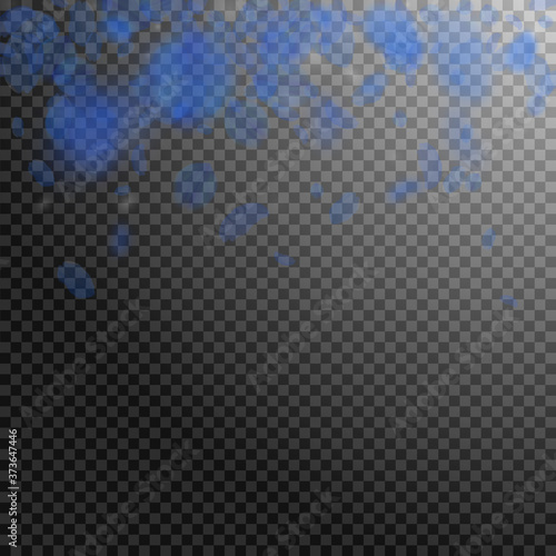 Dark blue flower petals falling down. Valuable rom