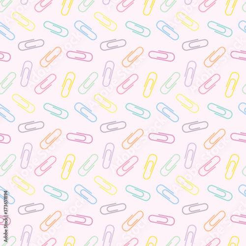 seamless repeat pattern for school or office with paper clips, colorful paper clips pattern,