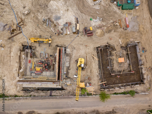 Aerial view. Bridge under construction in Kiev. photo