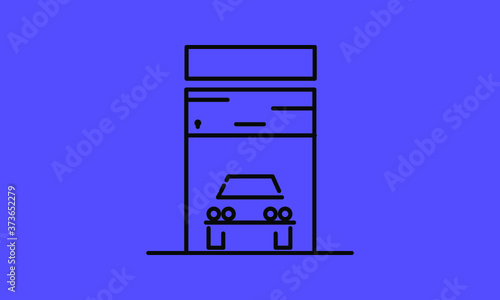 car in the garage outline icon, vector symbol