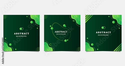 Set of Minimalist abstract background with modern liquid green gradient and wave shape. Perfect for social media post templates, banner, brochure, flyer, etc.