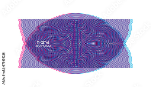 Overlapping semicircles in white background. Abstract striped element with optical illusion. Vector illustration with dynamic effect.