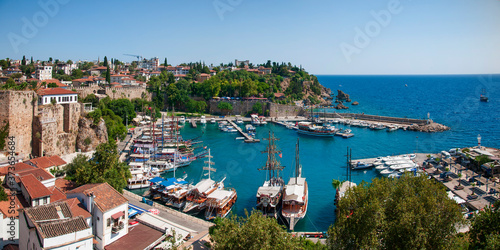 Antalya Old City harbor panorama, Antalya Turkey.