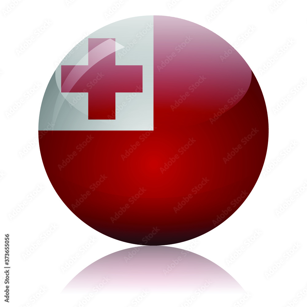 Fototapeta premium Tongan flag glass icon vector illustration