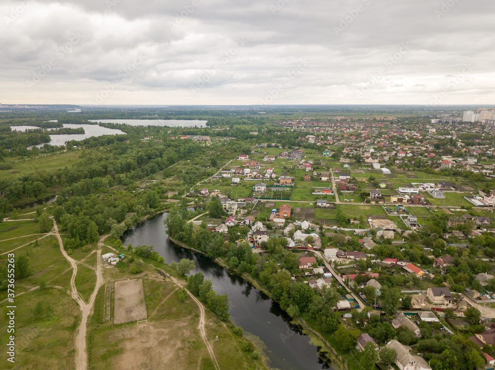 Aerial drone view. Outskirts of the city of Kiev. Aerial drone view. Outskirts of the city of Kiev.