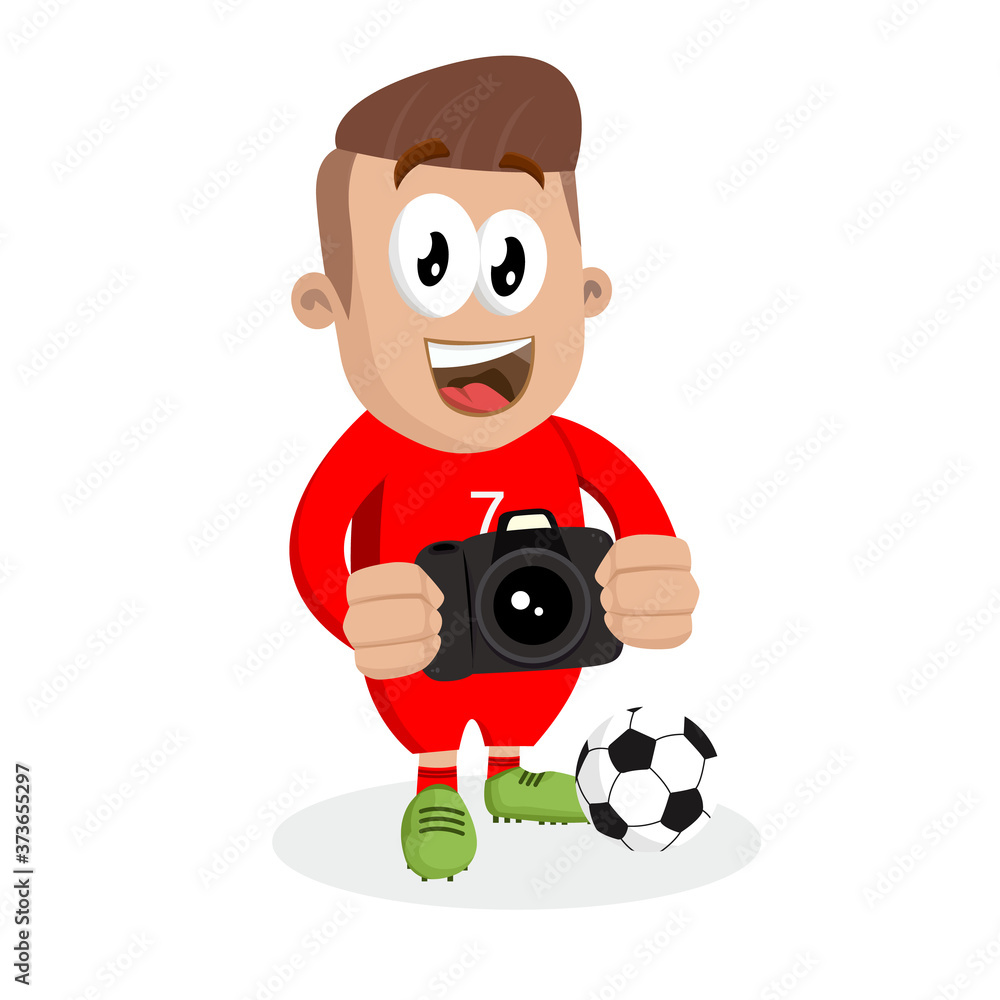 Portugal national football players mascot with camera pose