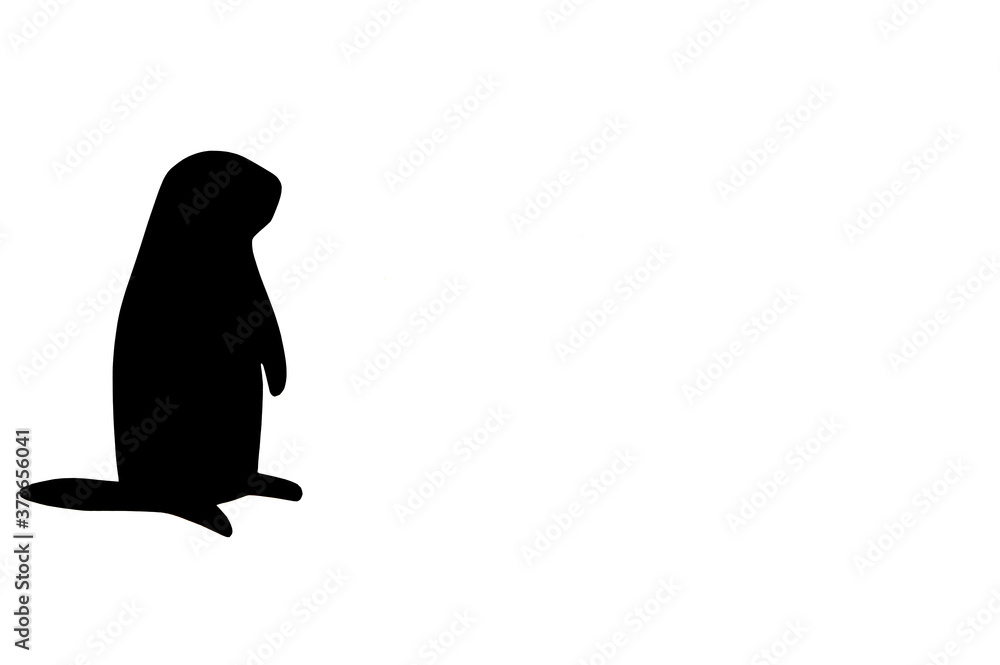 Obraz premium Groundhog day concept. Groundhog silhouette cut from black paper isolated on white background. space for text