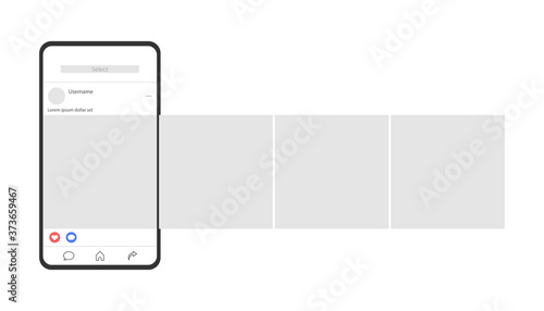 Social media mobile app page template. Carousel post. Minimal design.