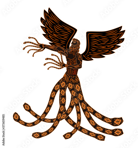 greek mythology titan monster typhon with snake legs