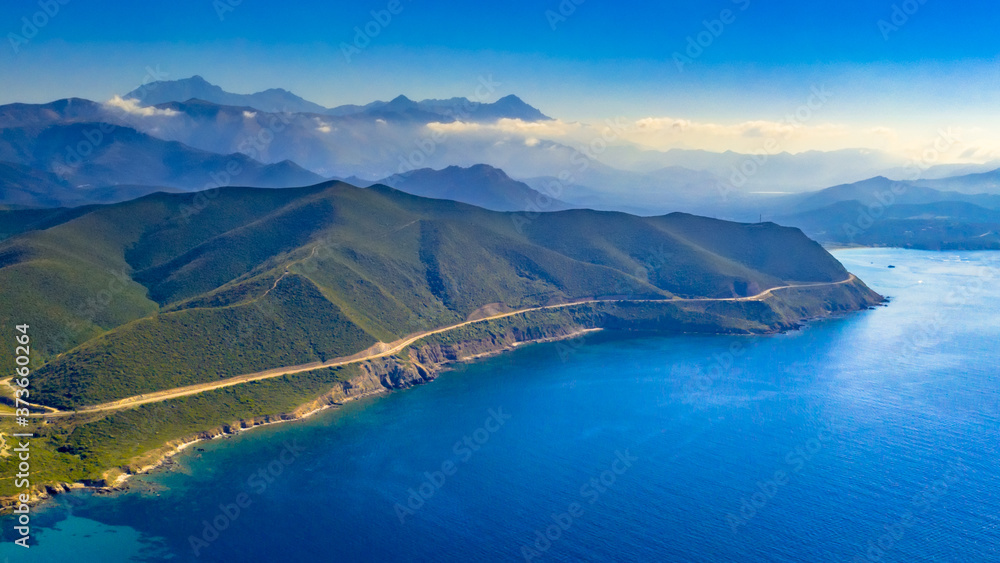 Obraz premium Aerial view of Corsica coastline