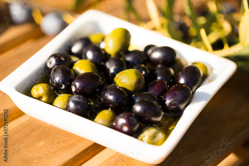 farm olives on table in olive garden