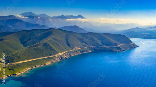 Aerial view of Corsica coastline