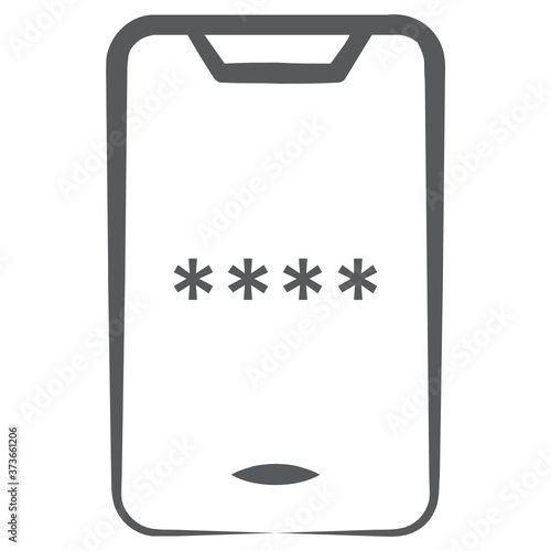 
A vector of mobile code, pin code line icon 
