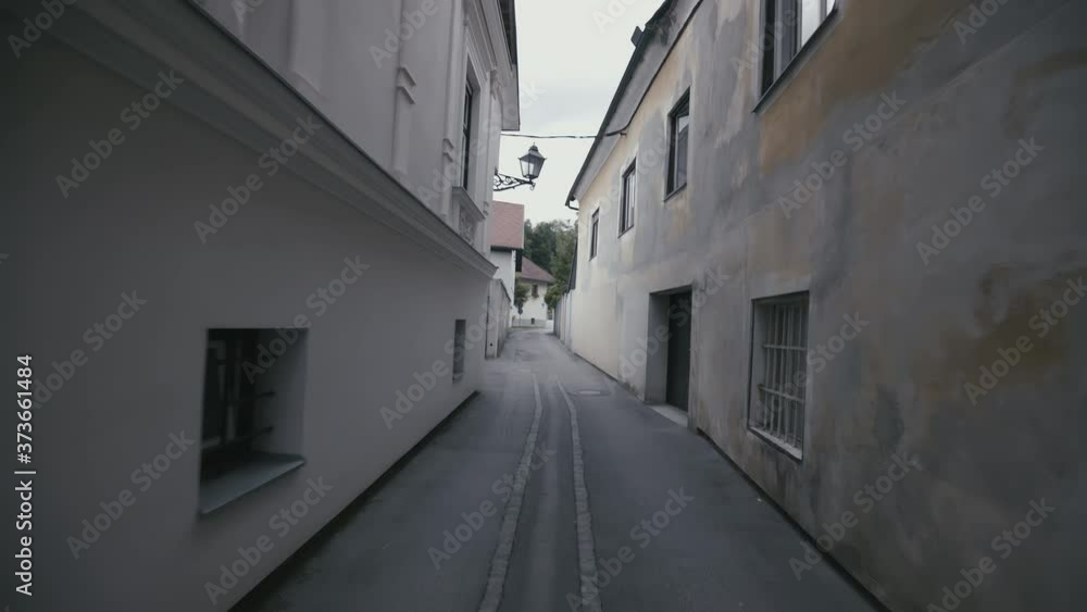 Walking through narrow alley on gimbal stabilizer 4K Walking through narrow alley on gimbal stabilizer 4K