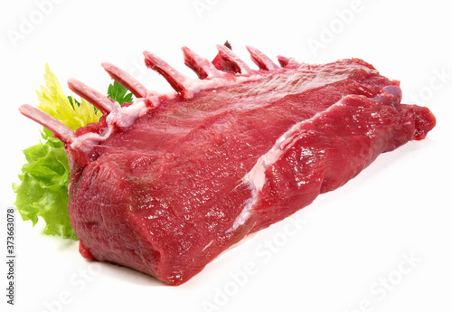 Raw Deer Loin - Wild Game Meat on white Background - Isolated