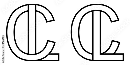 Logo sign lc and cl icon sign two interlaced letters L, C vector logo lc, cl first capital letters pattern alphabet l, c