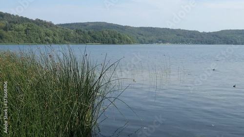 Laacher See lake landscape in Eifel region Germany.