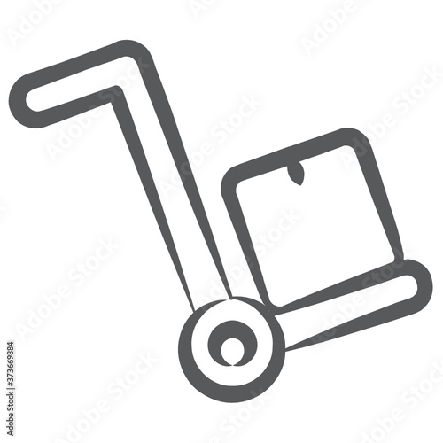 
Luggage cart vector style, line icon of pallet truck 
