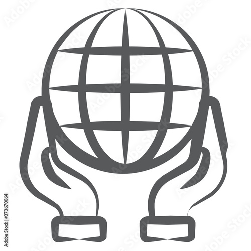 
Globe in hands depicting save planet icon
