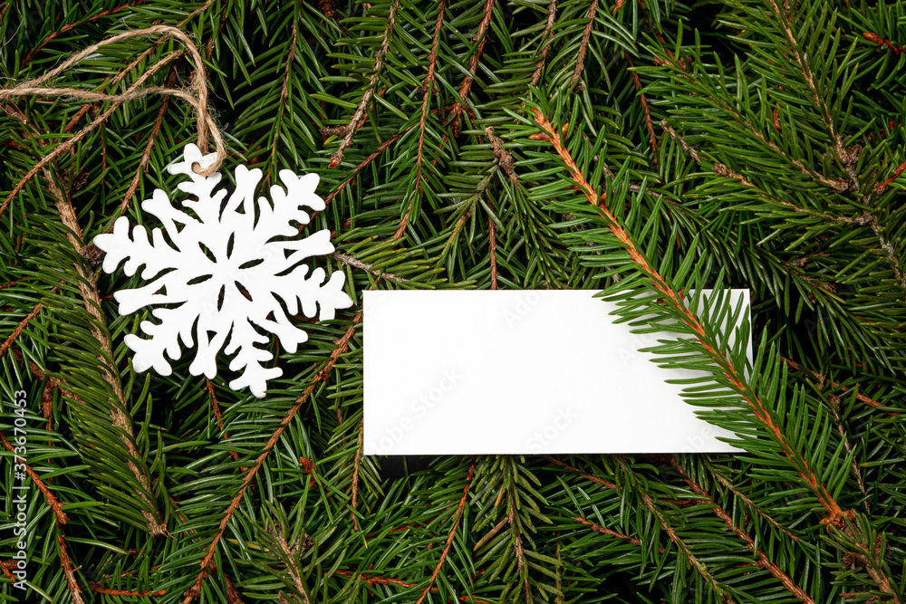Christmas holiday mock up with fir branches. Christmas greeting card concept Christmas holiday mock up with fir branches. Christmas greeting card concept