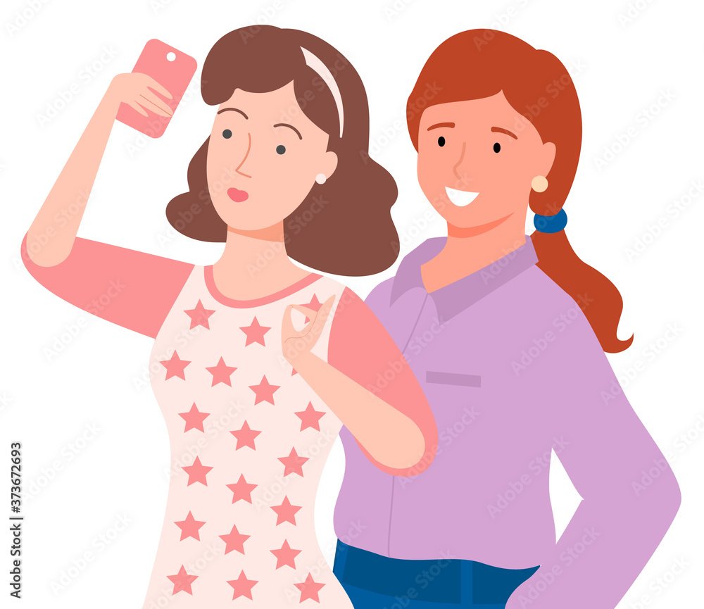 Taking selfie icon. Women taking selfie vector icon for web design isolated on white background Taking selfie icon. Women taking selfie vector icon for web design isolated on white background