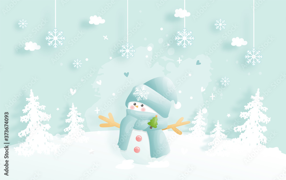 Christmas card, celebrations with cute snowman and Christmas scene , vector illustration. Christmas card, celebrations with cute snowman and Christmas scene , vector illustration.