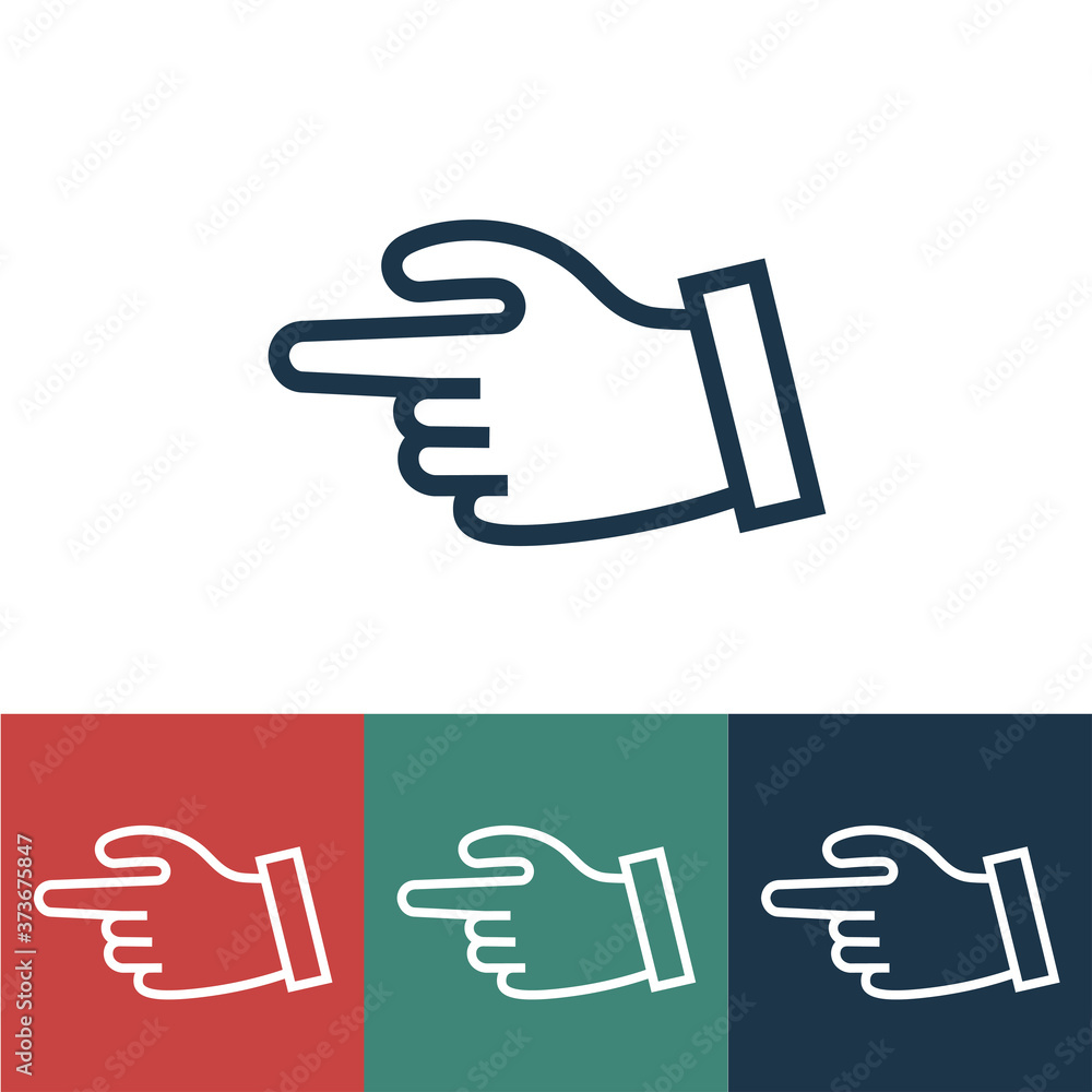 Linear vector icon with hand like gun Linear vector icon with hand like gun