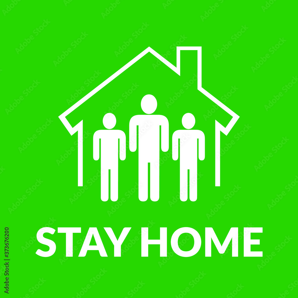 Green stay home symbol Green stay home symbol