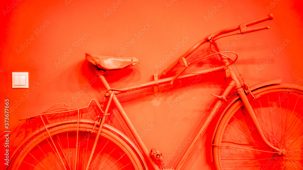 vintage bicycle on decorative house wall