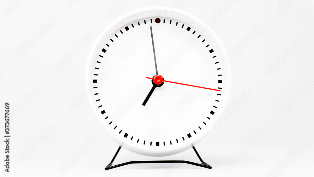 White clock isolated on white background Showtime 07.00 am, Time concept. White clock isolated on white background Showtime 07.00 am, Time concept.