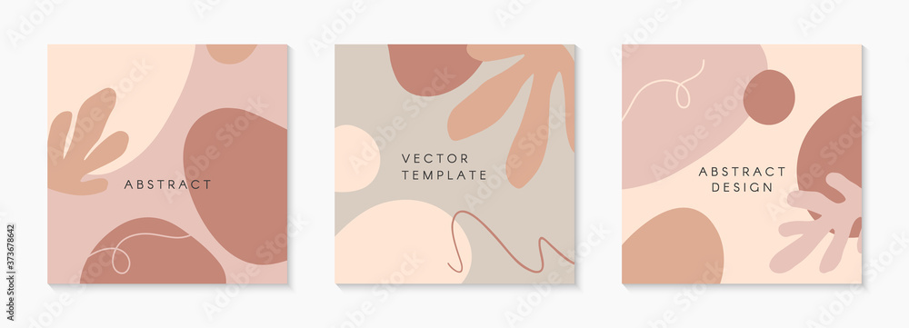 Bundle of modern vector illustrations with hand drawn organic shapes,textures and graphic elements.Trendy creative backgrounds for social media posts and stories,banners,branding design,covers
