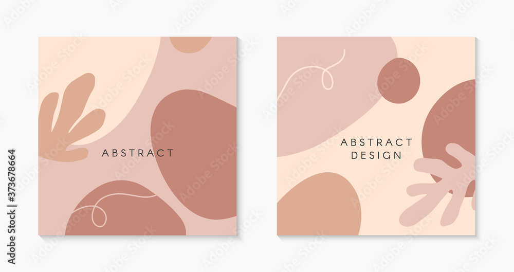 Set of modern vector illustrations with hand drawn organic shapes,textures and graphic elements.Trendy creative backgrounds for social media posts and stories,banners,branding design,covers