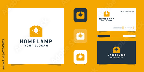 Home lamp modern logo design and business card