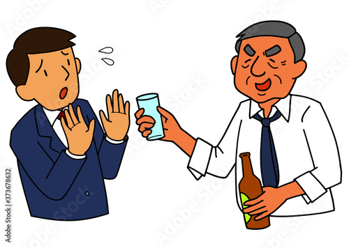 アルコールハラスメントを受けて困る男性社員
