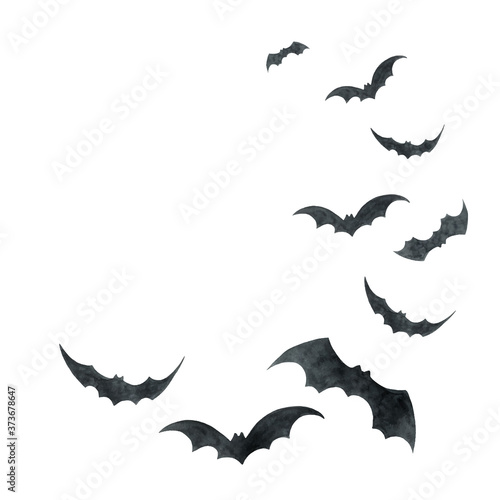 Watercolor vector Happy Halloween card isolated on a white background.