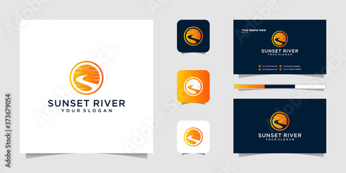 silhouette river creek logo template