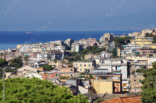 view of Genoa (Genova) Nervi, Ligurian Coast, mediterranean sea, Italy © otmman