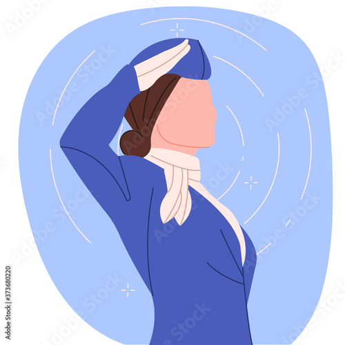 Masked stewardess background for your text vector illustration cartoon flat design 