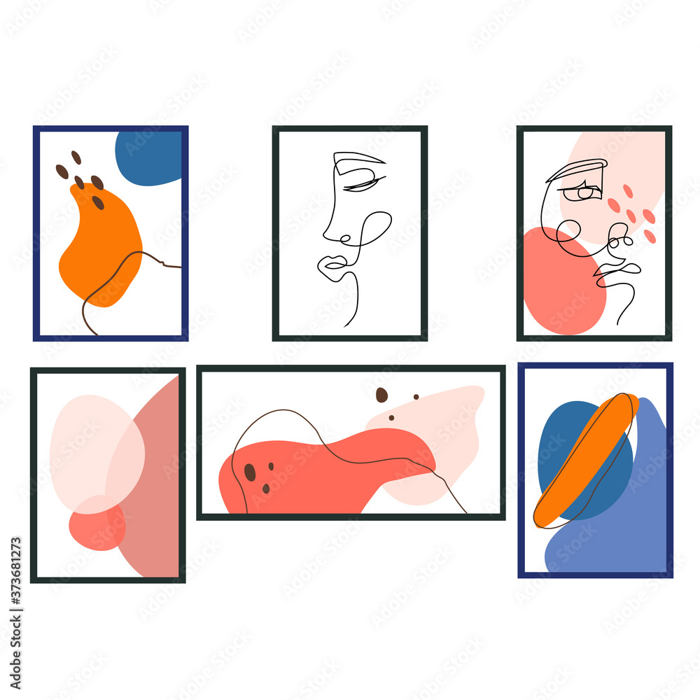 Abstract modern paintings set posters vector illustration 
