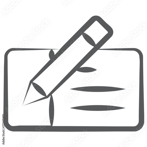 
Line icon of cheque book with pencil style, check book

