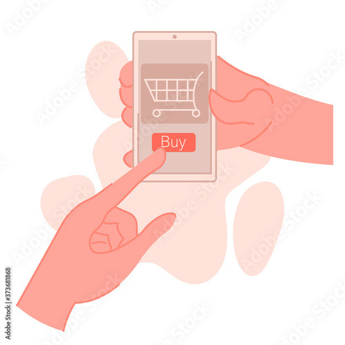 Wallpaper Mural Online purchase character makes a purchase in phone vector illustration cartoon flat design modern style  Torontodigital.ca