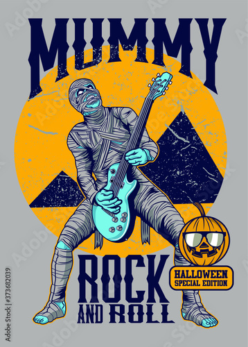 Vector illustration of mummy rock and roll
