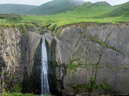 Speke s Mill Mouth  a waterfall near Hartland Quay in North Devon  England