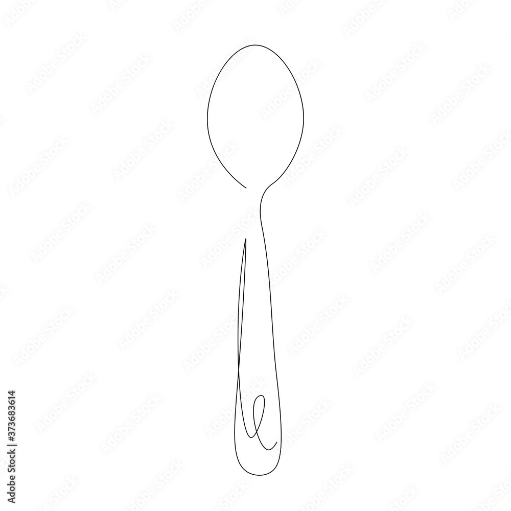 Spoon one line drawing, vector illustration Spoon one line drawing, vector illustration
