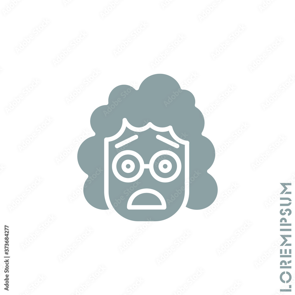 Frowning with open mouth emoji vector girl, woman icon with raised eyebrows. frowning with open mouth emoji icon, vector simple element illustration from editable emoji concept. gray on white backgrou