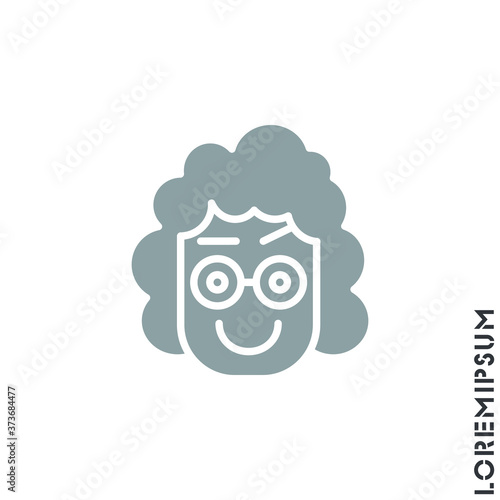 Big Smile contented smile with raised eyebrow Emoticon girl, woman Icon Vector Illustration. Style. Laughing, emotion icon. Fun, face vector. Humor, smile, positive symbol. gray on white background