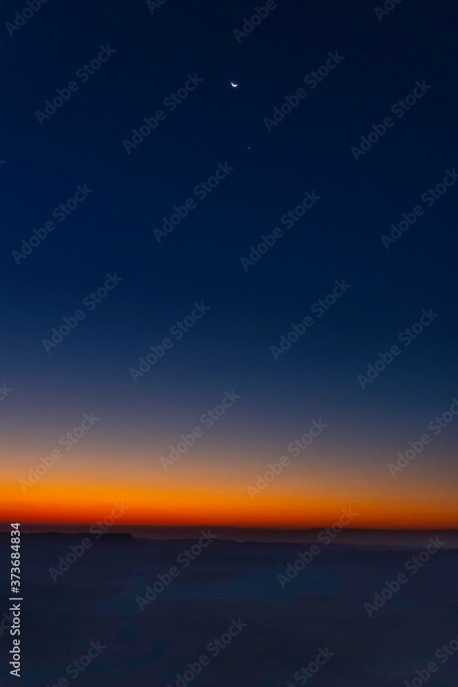 Colorful sunrise over Ramon Crater in the Negev Desert Israel