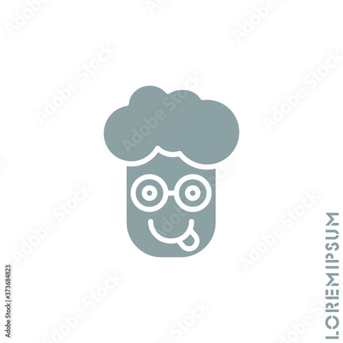 Playful smile boy, man icon. Simple vector of emoji icons for ui and ux, website or mobile application. isolated with tongue out icon. gray on white background © ppvector